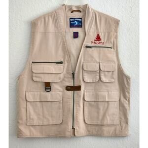 FISHING VEST-REEL LEGENDS-Beige-Pockets-Zippers-Snap & Zip Closure-SIZE XL